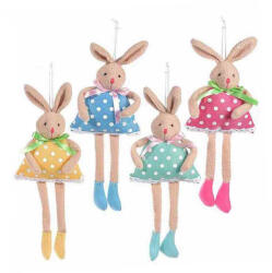 Decorer Set 4 figurine Iepurasi suspendabili din textil multicolor 14x34 cm (A56.29.41B)