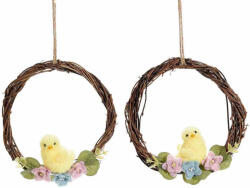 Decorer Set 2 coronite decorate cu Puisori si flori 18 cm (A09.03.83)