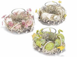 Decorer Set 3 coronite de masa decorate cu oua si suporturi lumanare 15x10 cm (A51.29.65)