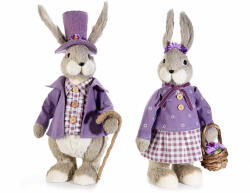 Decorer Set 2 figurine Iepurasi din fibre naturale si textil 24x19x47 cm (A58.07.90)