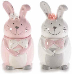 Decorer Set 2 borcane decorative din ceramica model Iepurasi 12x22 cm (A71.39.73)