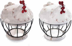 Decorer Set 2 cosuri decorative din metal si ceramica model Gaina 15x19 cm (A71.41.05)