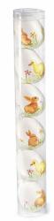 Decorer Set 6 oua decorative plastic suspendabile alb ratusca iepuras 4x6 cm (A54.35.49Adeco)