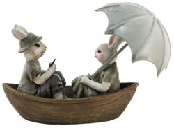 Clayre & Eef Figurine Iepurasi Paste in barcuta din polirasina 14x10x12 cm (6PR3534)
