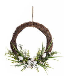 Decorer Coronita Paste lemn decorata cu oua albe 31 cm (A09.04.63B)
