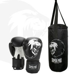 Super Pro Set Sac de Box si Manusi Super Pro Combat Gear Junior Negru Alb (SPKP170-90100) Sac de box