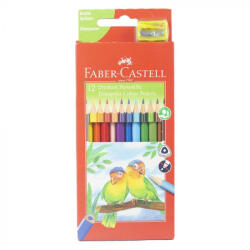 Faber-Castell Színes ceruza, FABER-CASTELL - 120523, papagáj, 12 db-os + hegyező, háromszögletű (SZCFC120523)