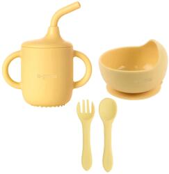 U-Grow Set 4 piese diversificare din silicon, galben, U-Grow (UG-422YE) Set pentru masa bebelusi