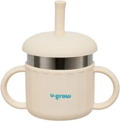 U-Grow Cana cu pai din silicon si interior din inox pentru bebelusi U-Grow (UG-SCT01WH)