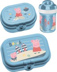 Koziol Cutii de prânz pentru copii cu sticlă de apă Waves to go Purcelușa Peppa albastre 3 el (8393639)