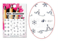 MoonbasaNails Akril hatású matrica Y-037 Ezüst fenyő és hópihe