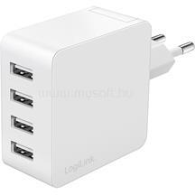 LogiLink 4 portos USB fali töltő, 4x USB-A, 24 W (fehér) (LOGILINK_PA0336W) (LOGILINK_PA0336W)