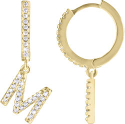 Troli Kerek aranyozott single "M" fülbevaló cirkóniummal