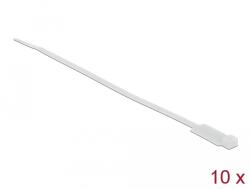 Delock Legături pentru cabluri cu etichetă Hx 190 x L 4, 8 mm, 10 bucăți alb