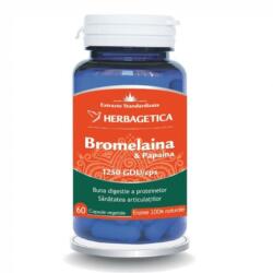 Herbagetica Bromelaina si papaina, 60 capsule, Herbagetica