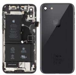  Apple iPhone 8 4.7 középső keret akkufedéllel, hátlappal, kamera lencsével (akkumulátorral és töltő csatlakozós átvezető fóliával szerelt) fekete Gyári Grade A