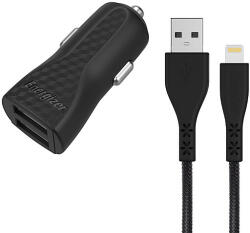 Energizer HardCase - Autós töltő 2x USB-A 17W 3.4A + MFi minősítésű Lightning kábel fekete (DC2CLLIM)