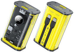 WEKOME WP-345 Vanguard Series - Power bank 10000 mAh gyorstöltés beépített USB-C és Lightning PD 20 W kábellel + QC 22, 5 W sárga (WK-WP-345_YELLOW)