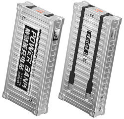 WEKOME WP-339 konténersorozat - Power bank 10000 mAh szuper töltés beépített USB-C és Lightning PD 20 W kábellel + QC 22, 5 W ezüst (WK-WP-339_SILVER)