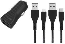 Energizer HardCase - Autós töltő 2x USB-A 2.4A + USB-C & Micro USB kábel fekete (DC2BLCMM)