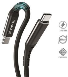 Crong Armor Link - USB-C - USB-C 100W 5A fonott kábel Tápellátás Gyorstöltés 120cm fekete (CRG-AL120USCC-BLK)