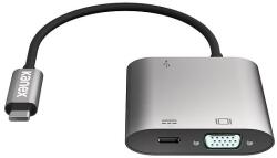 Kanex USB-C VGA adapter tápellátással - USB 1, 5 A, USB-C tápellátás 60 W + VGA Full HD eloxált alumínium (K181-1278)