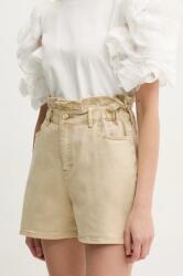 Twinset farmer rövidnadrág női, bézs, sima, magas derekú, 251LB2LBB - bézs L