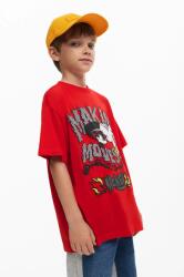 Desigual gyerek pamut póló x Disney piros, nyomott mintás, 25SBTK14 - piros 164