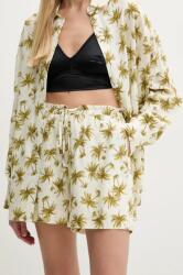 Twinset vászonkeverék rövidnadrág női, bézs, mintás, magas derekú, 251LB2VCC - bézs S