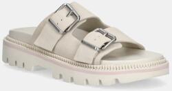 Tommy Jeans papucs velúrból DOUBLE STRAP SANDAL SUEDE bézs, női, platformos, EN0EN02797 - bézs Női 39 - answear - 28 990 Ft