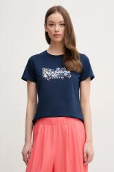 Pepe Jeans pamut póló ROSALIND női, sötétkék, PL506034 - sötétkék XS