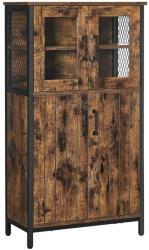 VASAGLE Tálalószekrény, többfunkciós tároló, 4 ajtóval, rusztikus barna 60x30x108cm (LSC260B01)