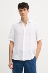 BOSS Orange len ing férfi, galléros, fehér, regular, 50537382 - fehér XL