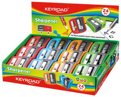 Keyroad Hegyező, 2 lyukú, 24 db/display, Keyroad Dou-Power, vegyes színek CSOMAGOS! ! (KR972265) - cartridge