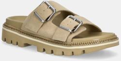 Tommy Jeans papucs velúrból DOUBLE STRAP SANDAL SUEDE bézs, női, platformos, EN0EN02797 - bézs Női 37 - answear - 27 990 Ft