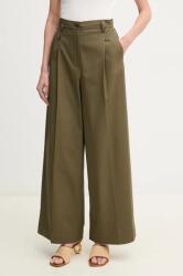 Weekend Max Mara pamut nadrág női, zöld, magas derekú széles, 2515131121600 - zöld 34