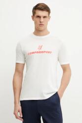 Compressport t-shirt Podium fehér, férfi, nyomott mintás, ATSM554 - fehér M