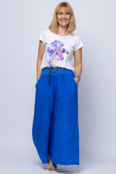 Shopika Fusta pantalon albastru electric casual, din in, cu o curea fancy Talie unica
