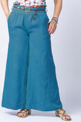 Shopika Fusta pantalon turcoaz inchis casual, din in, cu o curea fancy Talie unica