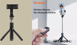 Mcdodo bluetooth szelfibot/állvány, Tripod, távírányítóval, 18, 4 - 70 cm - Fekete (SS-7240)