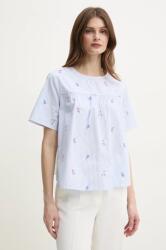 Max Mara blúz pamutból női, sima, 2515941072600 - kék S