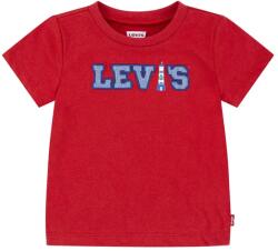 Levi's baba pamut póló LOGO CHAMBRAY APPLIQUE TEE piros, nyomott mintás, 6EM317 - piros 74
