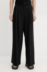 Weekend Max Mara nadrág kasmír keverékből női, fekete, magas derekú széles, 2515131131600 - fekete 36