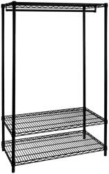 Bizzotto Raft 2 polite cu suport haine crom negru 90x45x180 cm (0721600) Raft