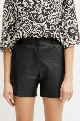 Weekend Max Mara bőr rövidnadrág női, fekete, sima, magas derekú, 2515431011600 - fekete 34