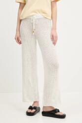 Abercrombie & Fitch pamut nadrág női, bézs, magas derekú egyenes, KI111-5033 - bézs L