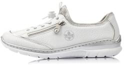 RIEKER Pantofi dama, Rieker, L32P2-80-Alb, casual, piele ecologica, cu talpa joasa, alb (Marime: 37)
