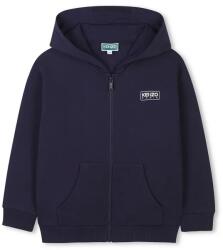KENZO gyerek melegítőfelső pamutból sötétkék, nyomott mintás, kapucnis, K61174 - sötétkék 138