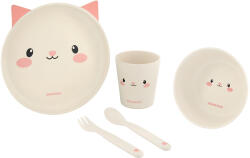 Kikkaboo Сет за хранене от бамбук KikkaBoo - Cat, Pink (31302040073)