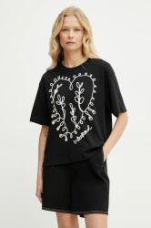 Weekend Max Mara pamut póló női, fekete, 2515941052600 - fekete M